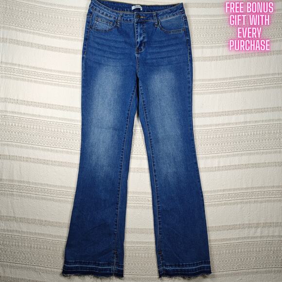 Bleu Flare Hem Jeans with Raw Edge Detail Size 10 NEW - Picture 1 of 8